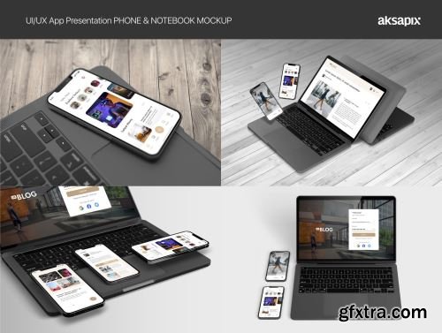 UI/UX App Presentation - Phone & Notebook Mockup Ui8.net