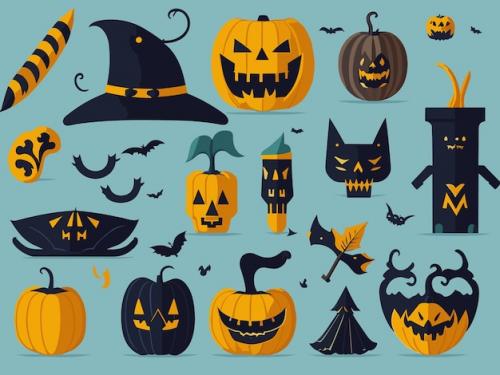 Premium Vector | Vector flat design halloween element collection Premium PSD