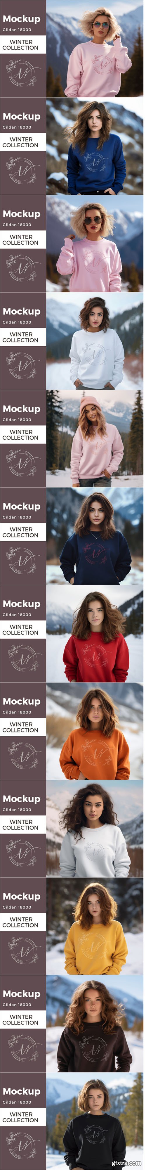 Gildan 18000 Mockup All Colors for Girls Bundle