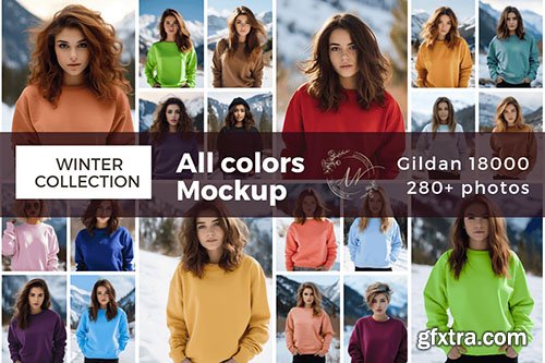 Gildan 18000 Mockup All Colors for Girls Bundle