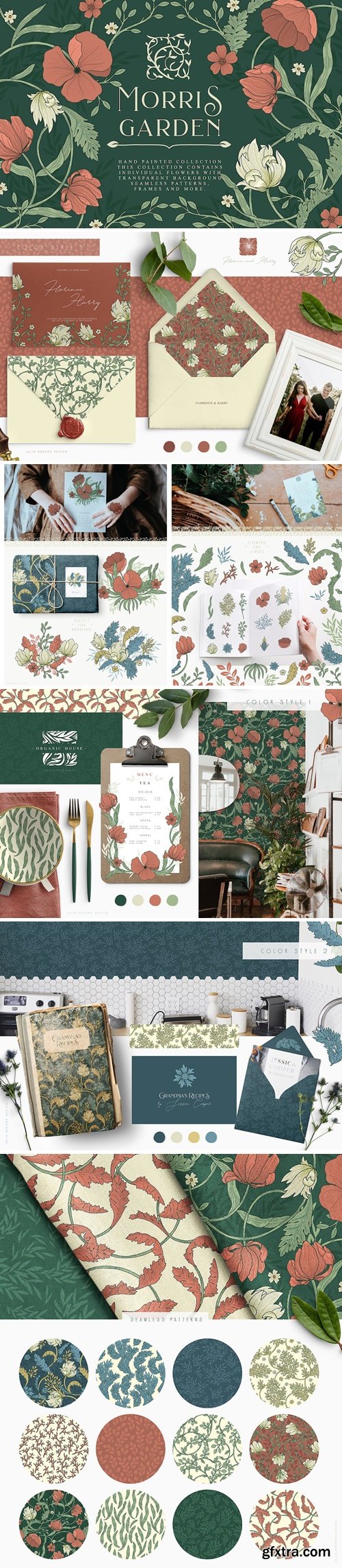 Morris Garden Collection Vector Flowers Floral B363ENJ