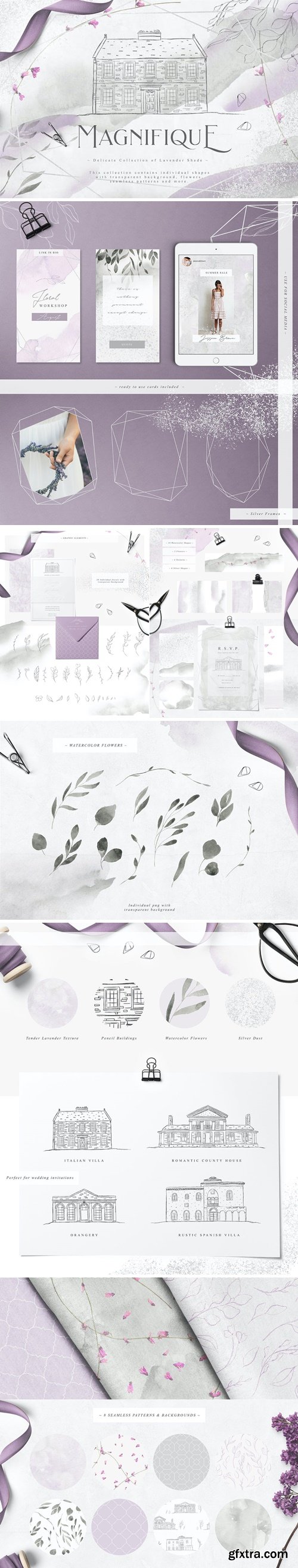 Magnifique Watercolor Shapes Flowers Collection LXN3SE7