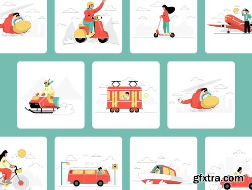 Transportation Illustration Pack Ui8.net