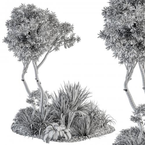 Needle tree and Bush - Outdoor Garden Set 305