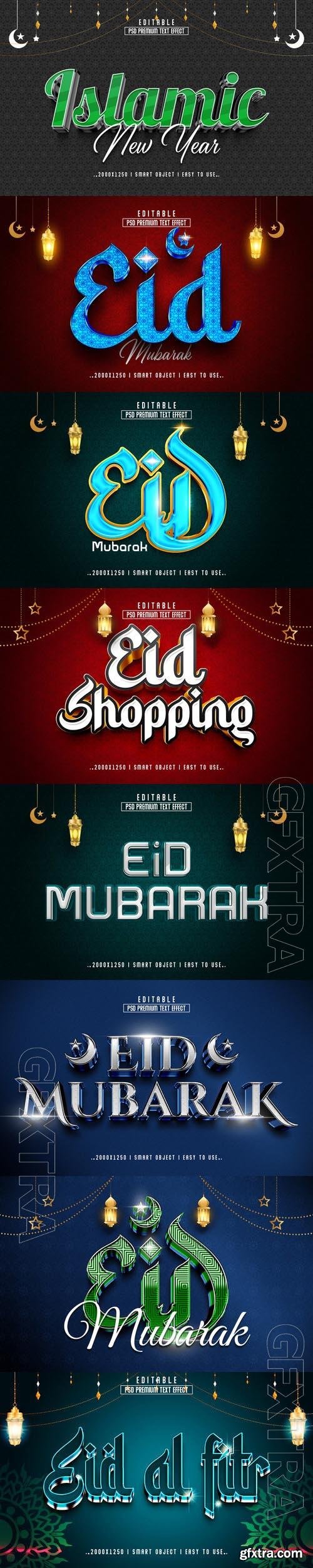 8 Eid al fitr style text effect editable set vol 4