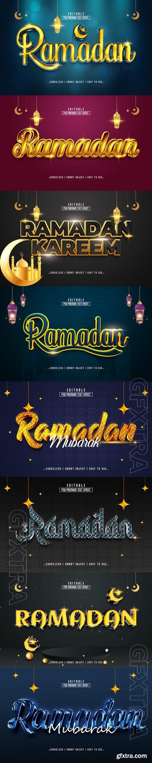 8 Psd Ramadan style text effect editable set vol 1