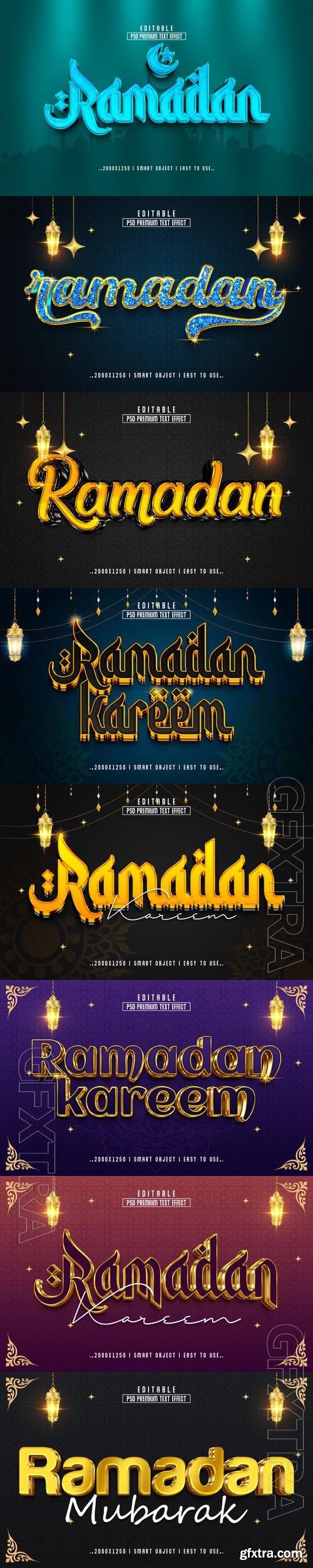 8 Psd Ramadan style text effect editable set vol 2