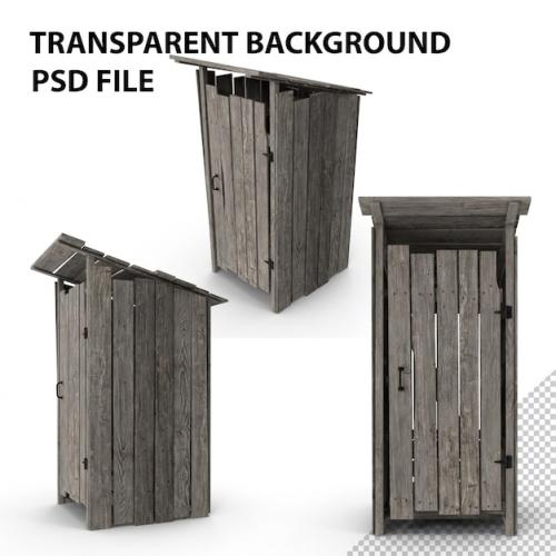 Premium PSD | Old wooden outhouse png Premium PSD