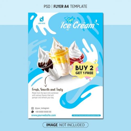 Premium PSD | Soft ice cream a4 flyer design Premium PSD