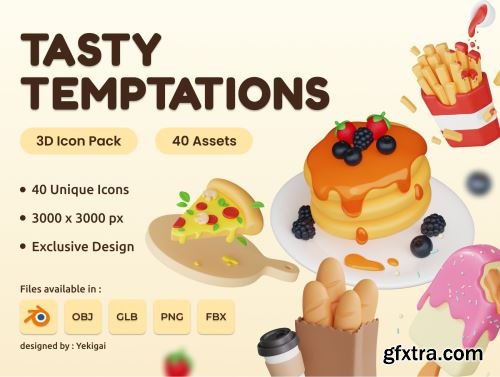 Tasty Temptations Ultimate Food 3D Icon Bundle Ui8.net