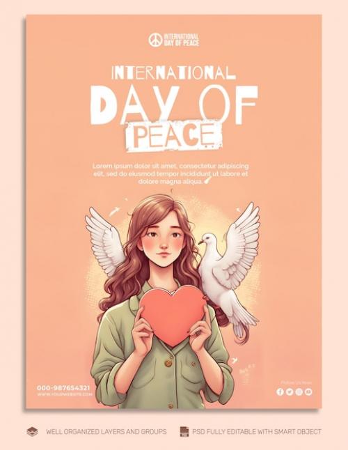 Premium PSD | Psd template flyer international day of peace social media post Premium PSD