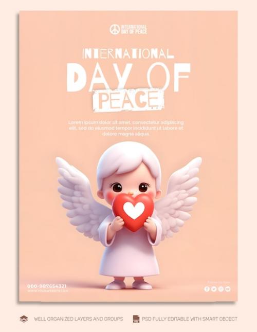 Premium PSD | Psd template flyer international day of peace social media post Premium PSD