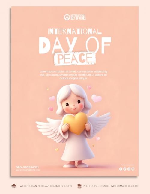 Premium PSD | Psd template flyer international day of peace social media post Premium PSD