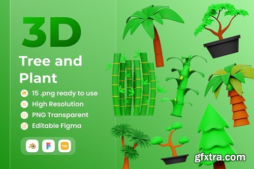 Tree and Plant 3D Illustration 45U3PD6