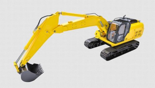 Premium PSD | Yellow excavator on a white background 3d render Premium PSD