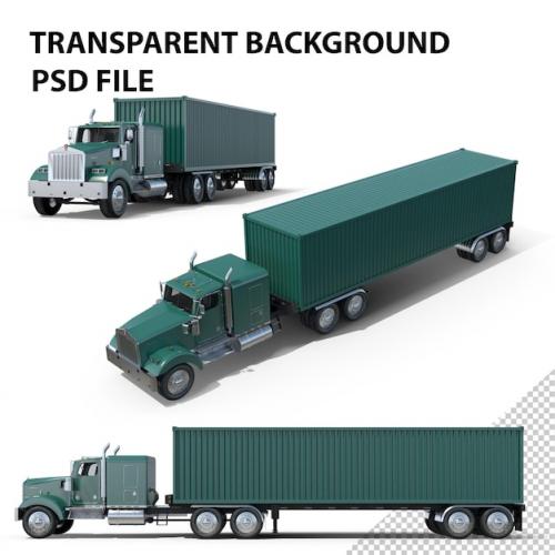 Premium PSD | Container cargo trailer truck png Premium PSD