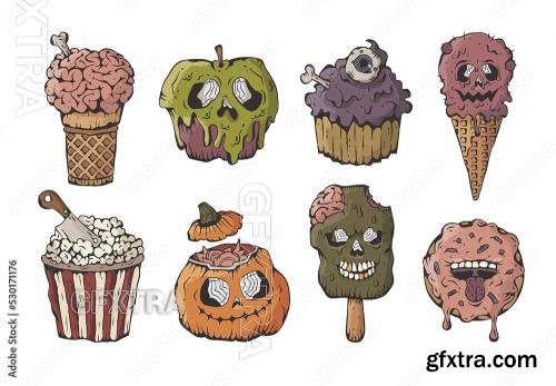 Halloween Food Candy Sweets Illustrations 530171176