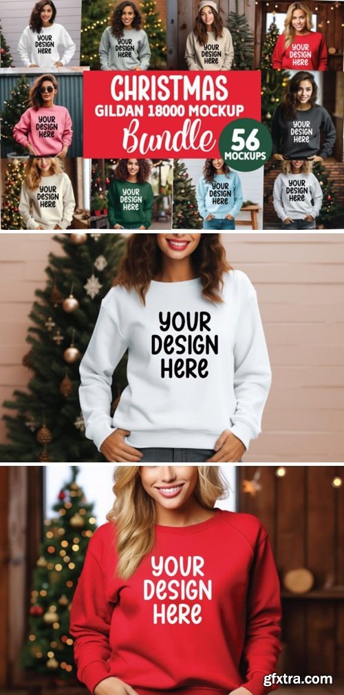 Christmas Gildan 18000 Mockup Bundle 79100142