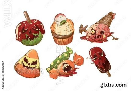 Halloween Candy Sweet Trick or Treat Illustration 530171167