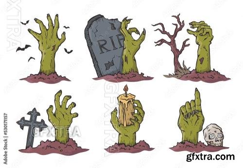 Zombie Hands Resurrecting from the Dead 530171157