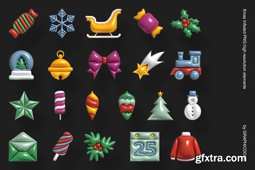 Inflated Xmas PNG Elements YJ8CPGS