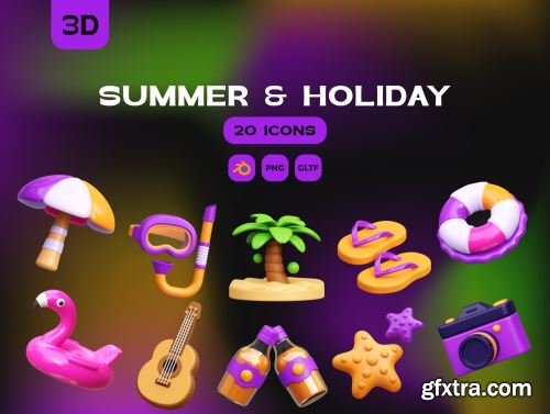 Summer & Holiday 3D illustrations Ui8.net