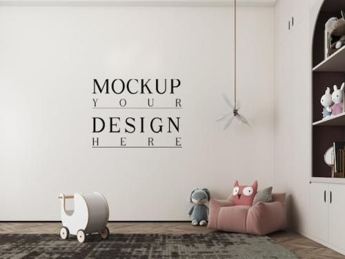 Premium PSD | Wall mockup in cute kids bedroom Premium PSD