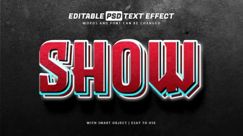 Premium PSD | Red show 3d text effect editable Premium PSD