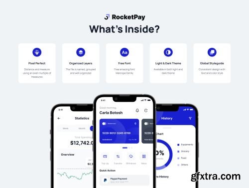 RocketPay - Finance Mobile App UI Kit Ui8.net