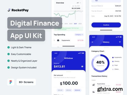 RocketPay - Finance Mobile App UI Kit Ui8.net