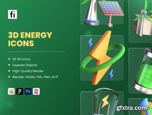 3D Energy and Environment Icons Ui8.net