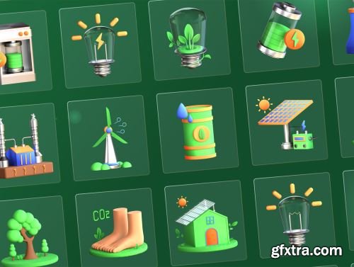 3D Energy and Environment Icons Ui8.net