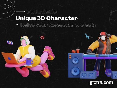 3D Hi Fi Retro Futuristic Character Ui8.net