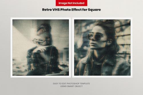 Premium PSD | Retro vhs photo effect for square Premium PSD