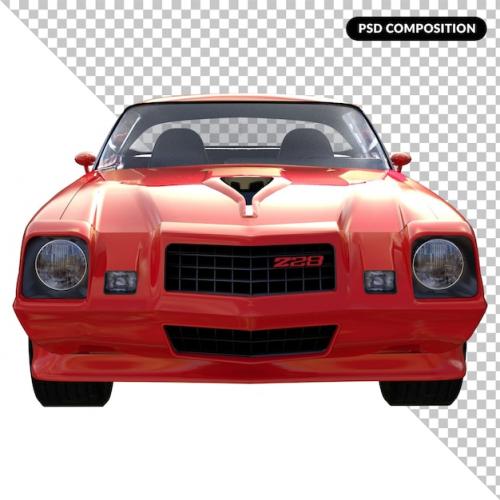 Premium PSD | Red classic car isolated 3d Premium PSD