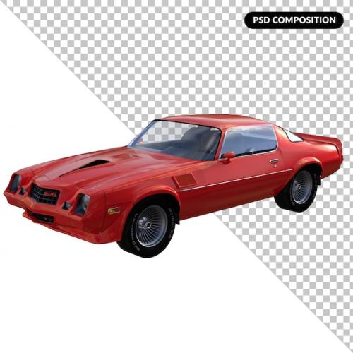 Premium PSD | Red classic car isolated 3d Premium PSD