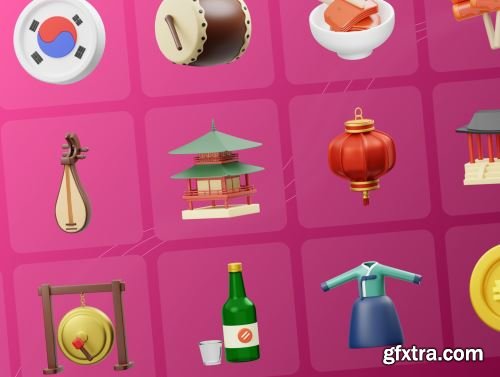 Korean Culture 3D Icon Ui8.net