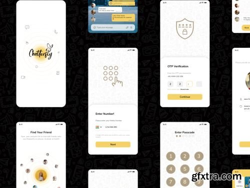 Chatterfly - Chat App UI Kit Template Ui8.net