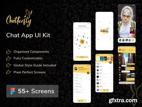 Chatterfly - Chat App UI Kit Template Ui8.net