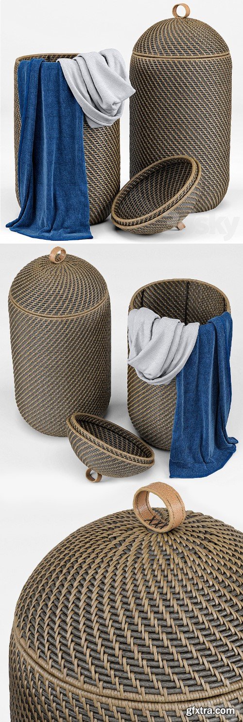 Arturo Global Bazaar Grey Rattan Weave Tall Basket