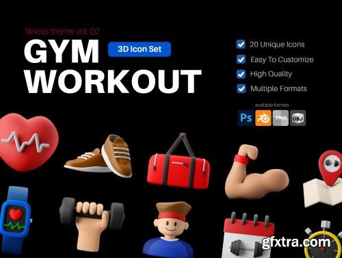 3D Icon Set - Fitness And Gym Workout Theme Ui8.net