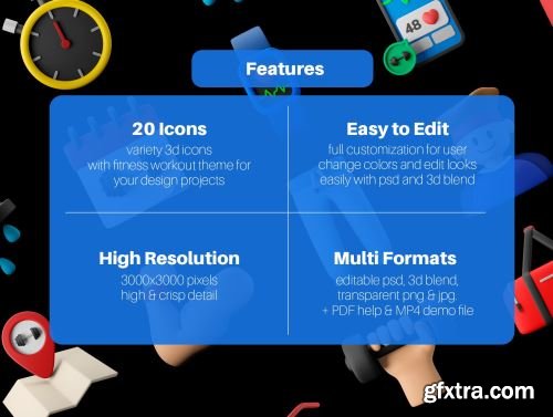 3D Icon Set - Fitness And Gym Workout Theme Ui8.net