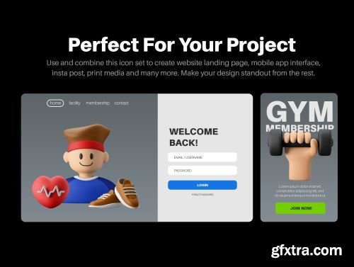 3D Icon Set - Fitness And Gym Workout Theme Ui8.net