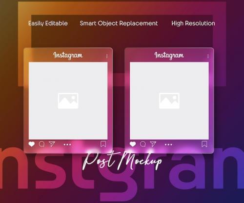 Premium PSD | Psd instagram post mockup isolated glass morphism Premium PSD