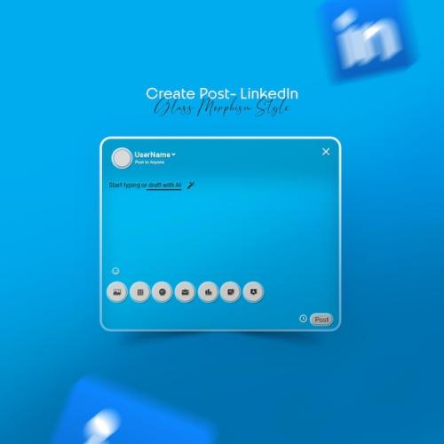 Premium PSD | Psd linkedin post interface mockup isolated 3d glass morphism Premium PSD