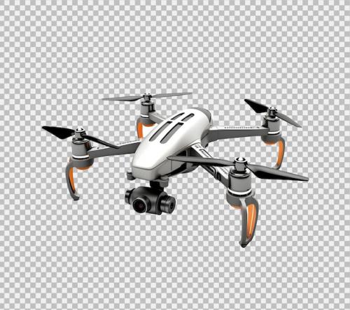 Premium PSD | Flying white quadcopter drone cutout png isolated on a transparent background Premium PSD