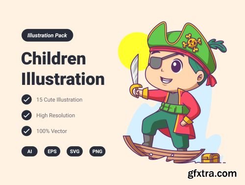 Children & Boys Activities Illustration Pack Ui8.net