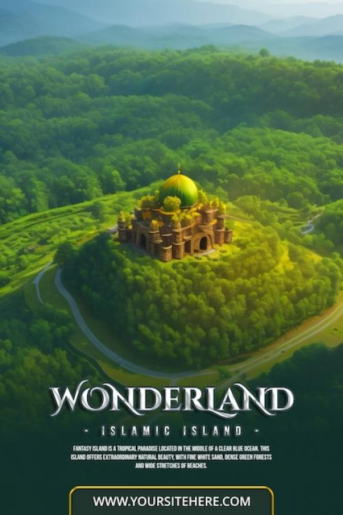 Premium PSD | Psd islamic wonderland social media poster template with fantasy theme Premium PSD