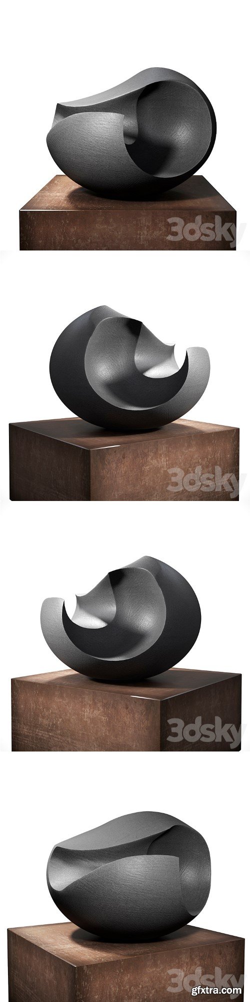 James Oughtibridge Jet Black Concave sculpture