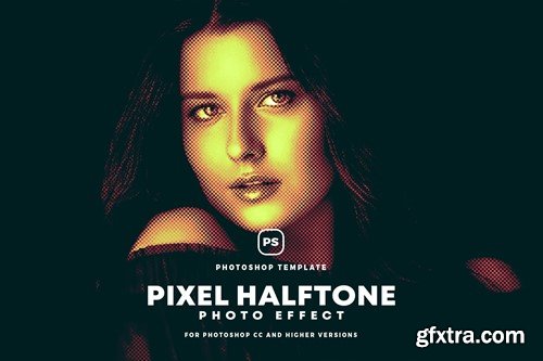 Pixel Halftone Photo Effect ZFMCA5N